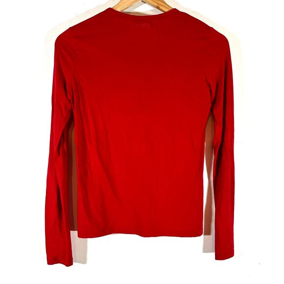 Vintage 90's PRADA red tab‎ long sleeve top Womans Small pop of red - Picture 2 of 10
